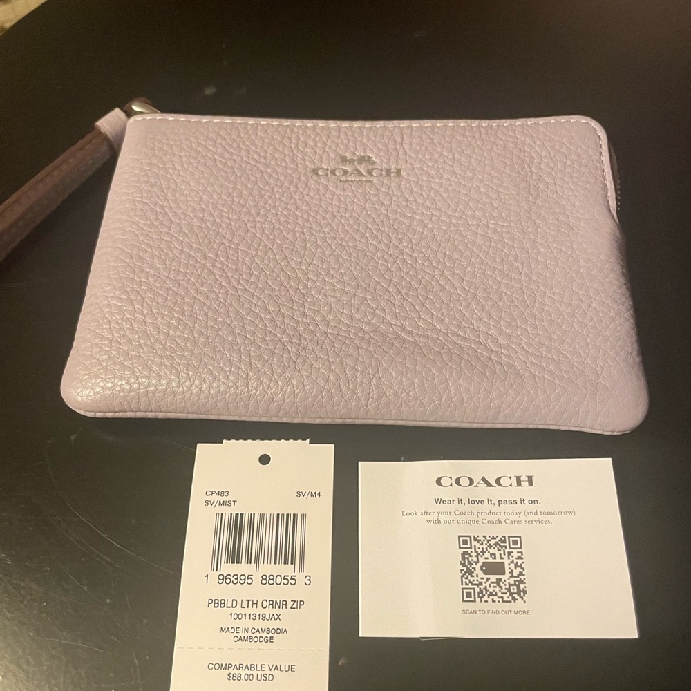 Coach MIST Purple Leather Wristlet